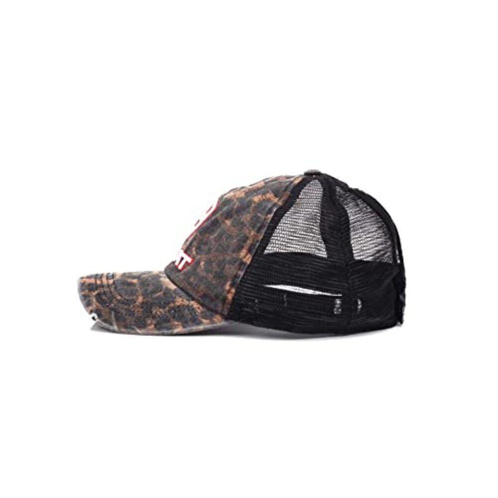 Leopard Print Ponytail Cap Hook Loop Closure Mesh… - image 5